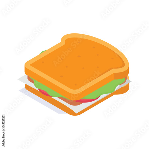 An isometric icon of sandwich in modern style