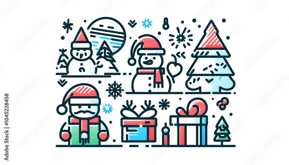 Digital tone cartoon style merry christmas illustration Digital tone cartoon style merry christmas illustration