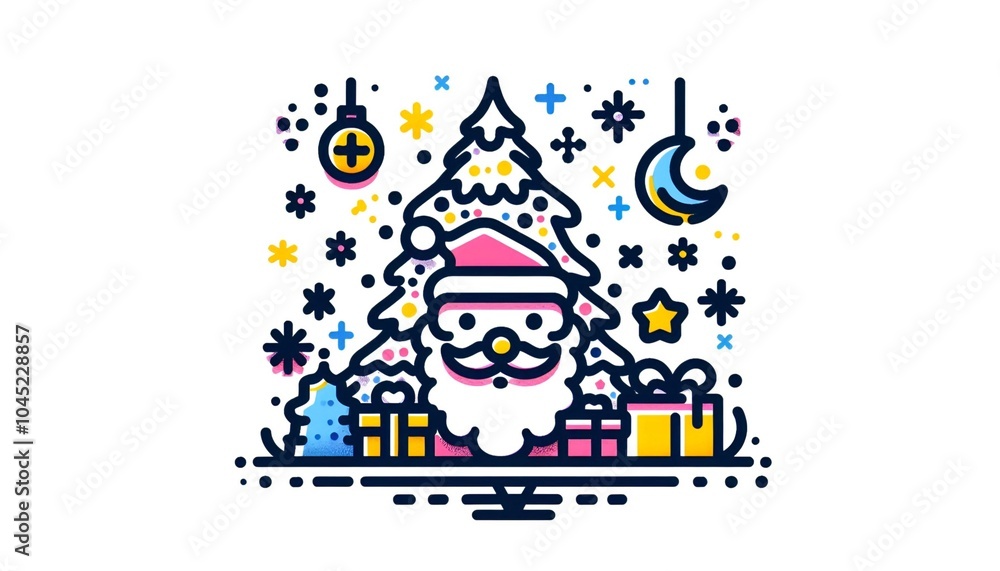 Naklejka premium Digital tone cartoon style merry christmas illustration