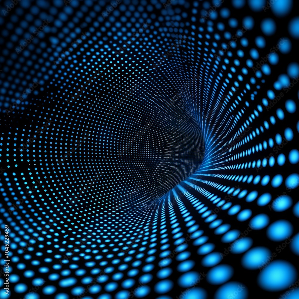 Obraz premium Mesmerizing Spiral Tunnel of Vibrant Blue Digital Geometric Patterns