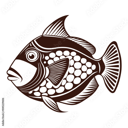 Drawing Triggerfish vector silhouette illustration Isolated white background.