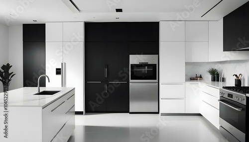 Black modern day kitchen area