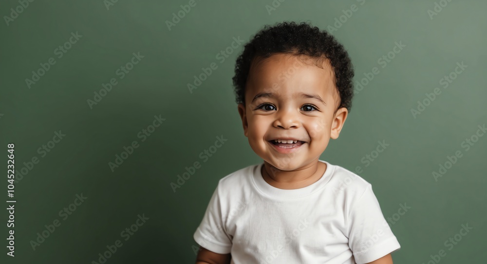 mixed race toddler boy green background wearing plain white tshirt smiling happy portrait mixed race toddler boy green background wearing plain white tshirt smiling happy portrait
