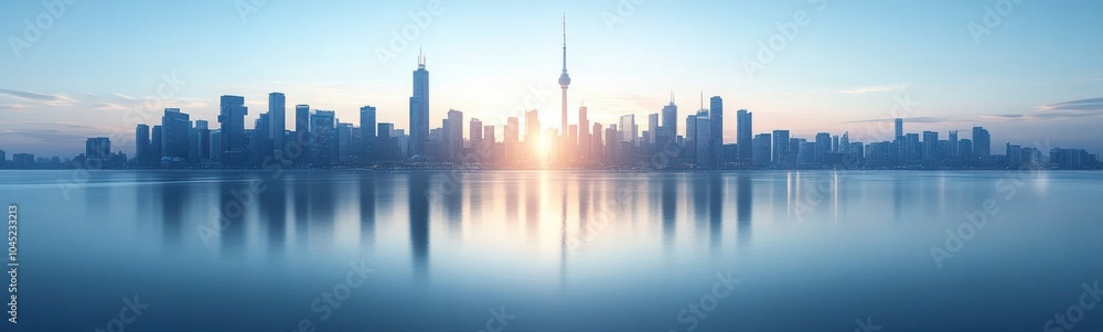 Fototapeta premium Large city skyline with a lot of tall buildings