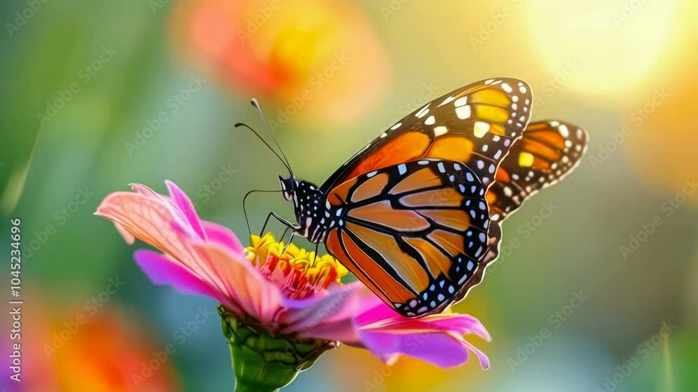 Monarch Butterfly on a Flower in the Sunlight - Nature's Beauty Monarch Butterfly on a Flower in the Sunlight - Nature's Beauty