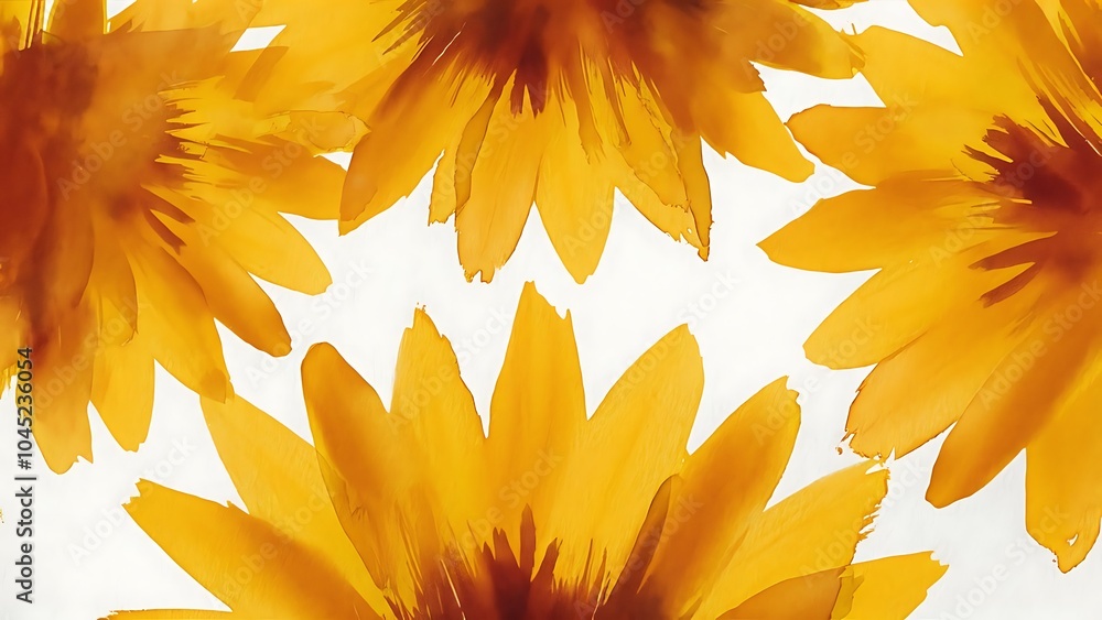 Obraz premium Top view of yellow watercolor brushstrokes with on white background