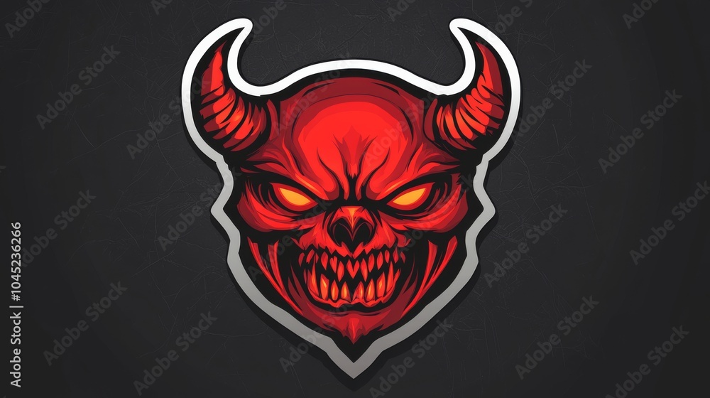 A fierce red demon skull with glowing eyes and sharp horns, set against a dark background, exuding an ominous vibe. A fierce red demon skull with glowing eyes and sharp horns, set against a dark background, exuding an ominous vibe.