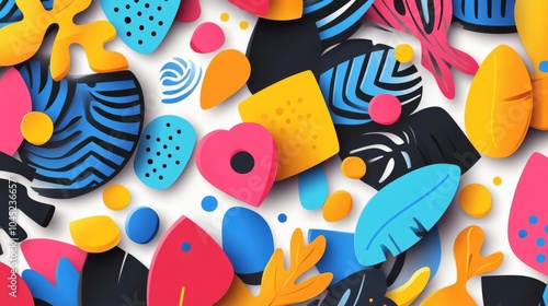 Colorful abstract shapes create a vibrant and playful backdrop, perfect for modern design projects.