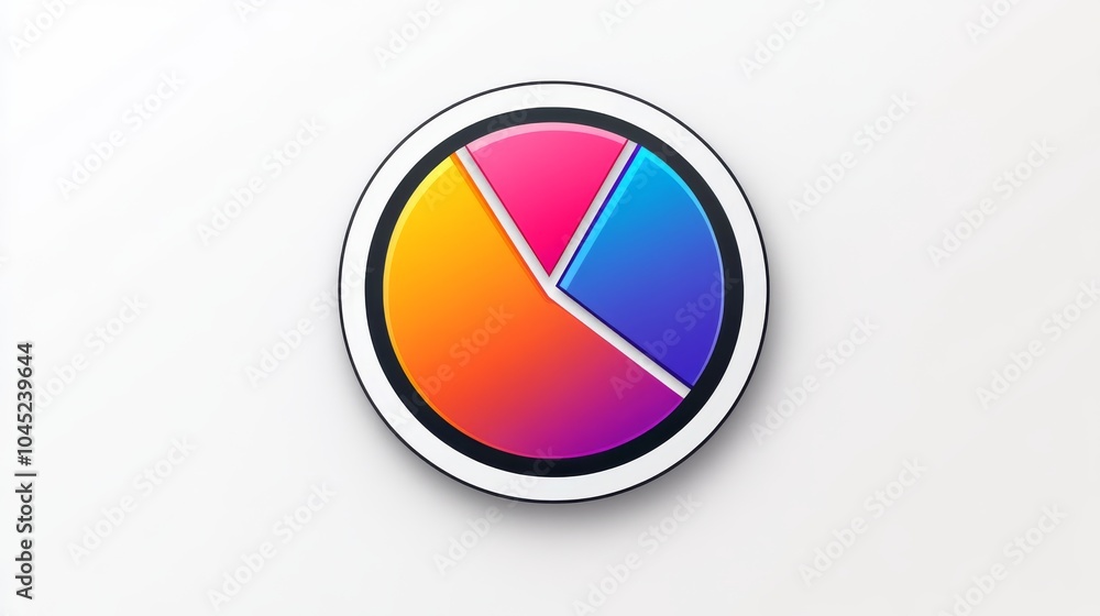 Colorful pie chart symbolizing creativity and innovation in modern design. Colorful pie chart symbolizing creativity and innovation in modern design.