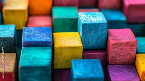 Colorful Wooden Blocks Abstract