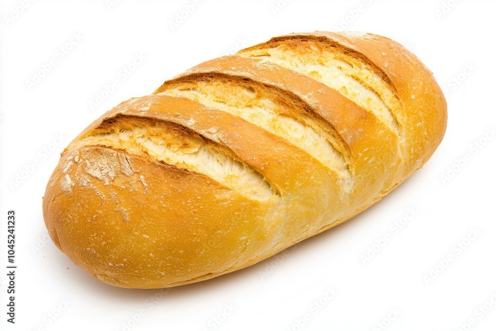 Freshly baked bread loaf on a white isolated background. Freshly baked bread loaf on a white isolated background.