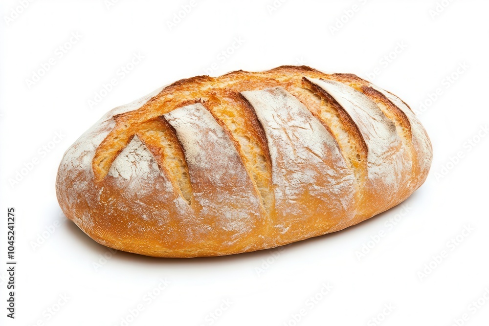 Freshly baked artisan bread loaf on a white isolate background. Freshly baked artisan bread loaf on a white isolate background.