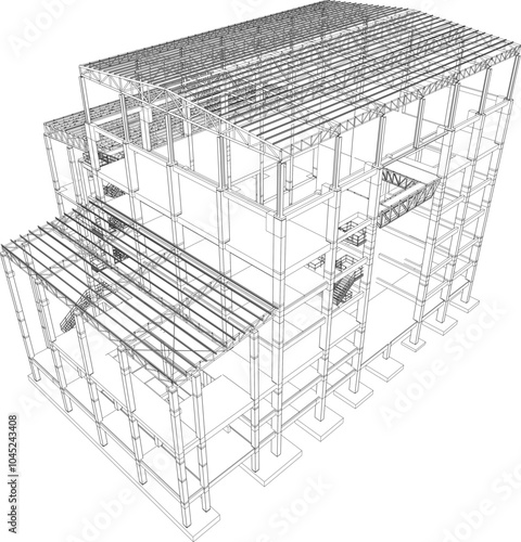 3D illustration of industrial project