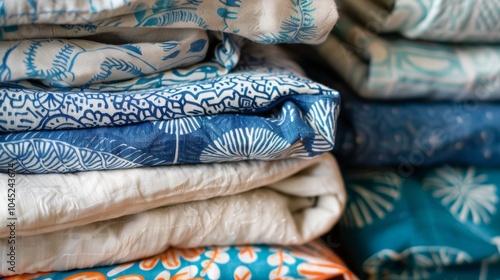 A selection of organic sustainablymade clothing featuring seainspired designs. photo