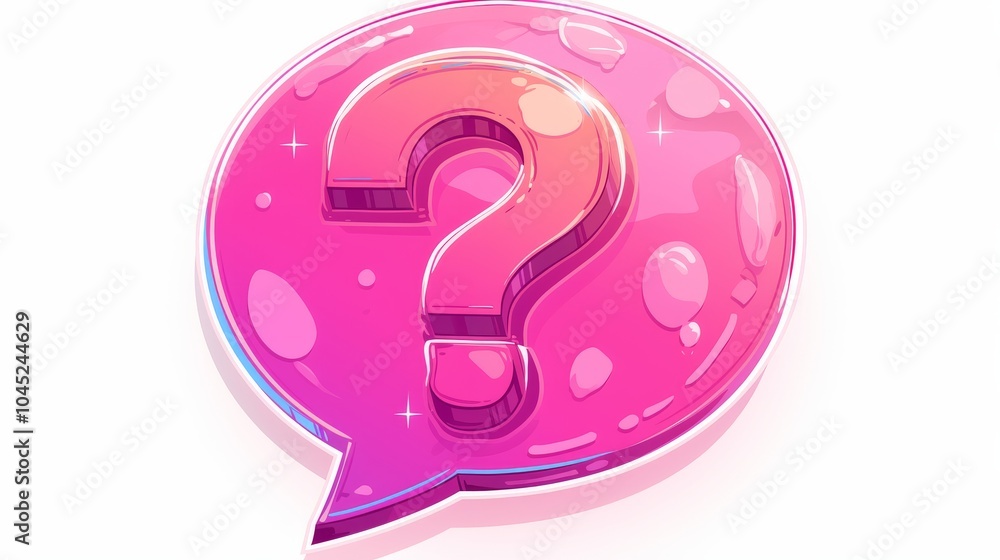 A vibrant pink question mark in a speech bubble, symbolizing inquiry and curiosity with a glossy finish. A vibrant pink question mark in a speech bubble, symbolizing inquiry and curiosity with a glossy finish.