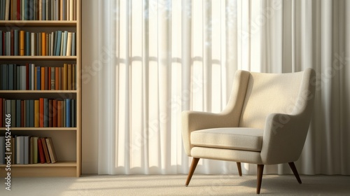 Quiet Corner in Library with Tall Bookshelves