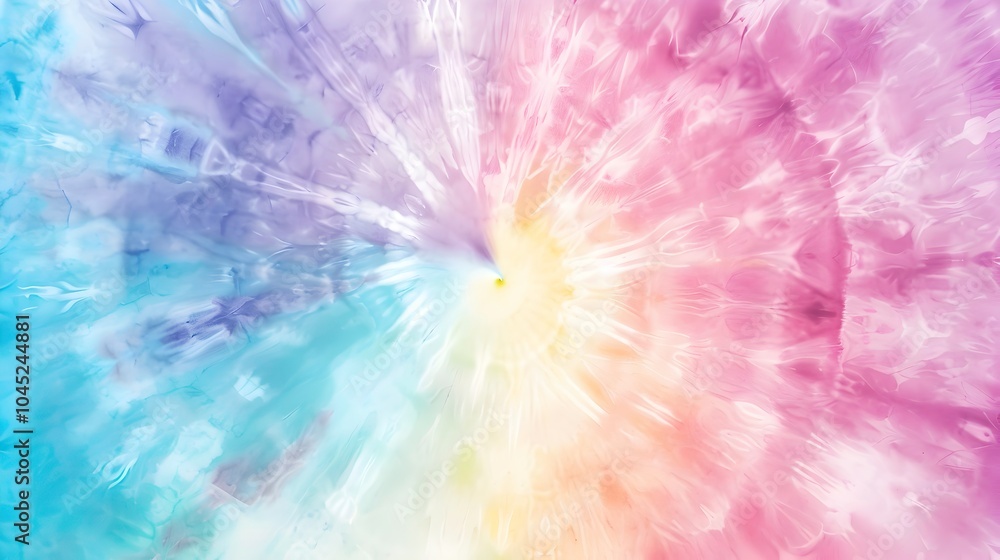 Rainbow color swirls on a tie dye background, pattern featuring soft pastel, abstract shapes and a dreamy Rainbow color swirls on a tie dye background, pattern featuring soft pastel, abstract shapes and a dreamy
