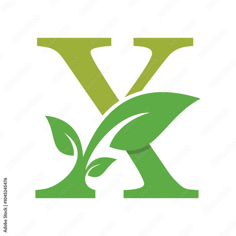 leaf design with a creative concept of the letter x combination leaf design with a creative concept of the letter x combination