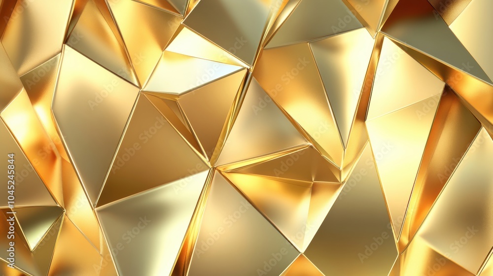 An abstract geometric gold background with triangles and polygons, combining sharp lines with a reflective gold finish for a modern and stylish effect An abstract geometric gold background with triangles and polygons, combining sharp lines with a reflective gold finish for a modern and stylish effect