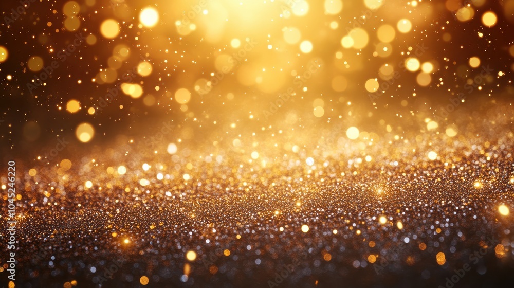A gold dust and sparkles background with particles softly floating in the air, creating a magical and luxurious ambiance for celebrations or special events A gold dust and sparkles background with particles softly floating in the air, creating a magical and luxurious ambiance for celebrations or special events