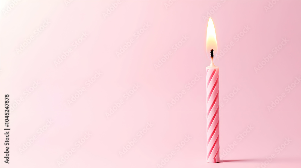 A minimalist birthday background with negative space, featuring a single birthday candle floating in the center of a pastel-colored backdrop, with soft shadows A minimalist birthday background with negative space, featuring a single birthday candle floating in the center of a pastel-colored backdrop, with soft shadows