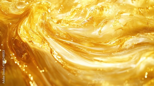 A swirling gold liquid background, with molten gold texture flowing across the image, symbolizing fluidity, wealth, and opulence in an abstract design