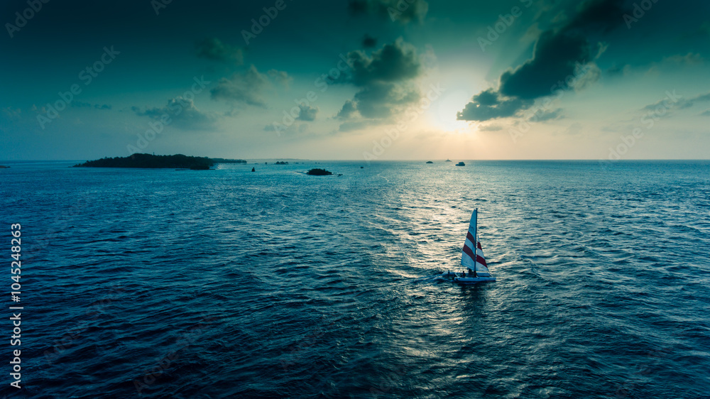 Fototapeta premium Catamaran Sailing trip Sunset