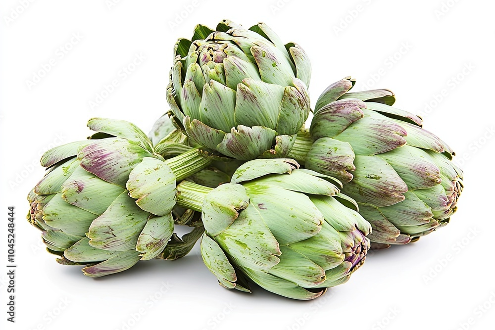Obraz premium Fresh raw artichokes on white background