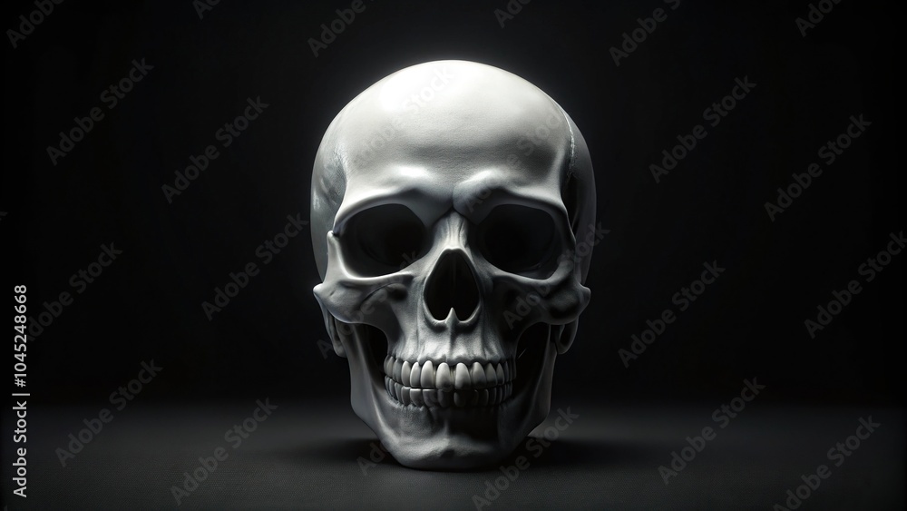 Forced perspective skull emblem in white star on black background Forced perspective skull emblem in white star on black background