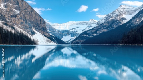 Pristine Snow-Covered Peaks Reflected in Calm Water