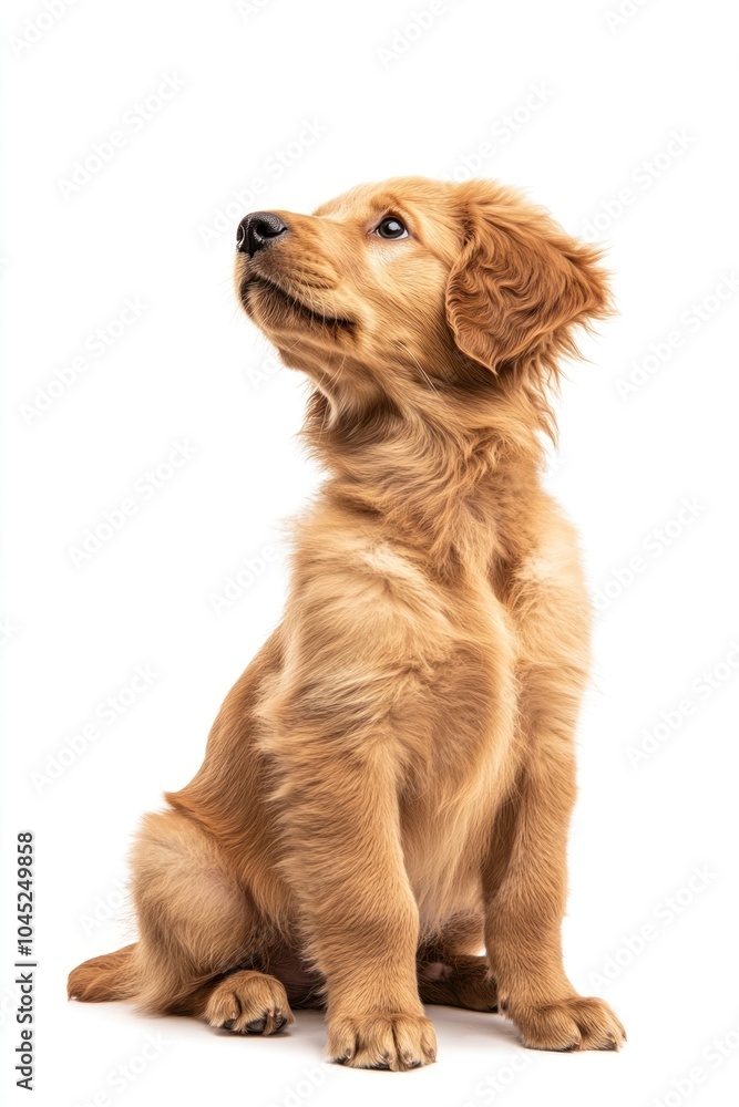 Golden retriever puppy confused sitting animal photo. Golden retriever puppy confused sitting animal photo.