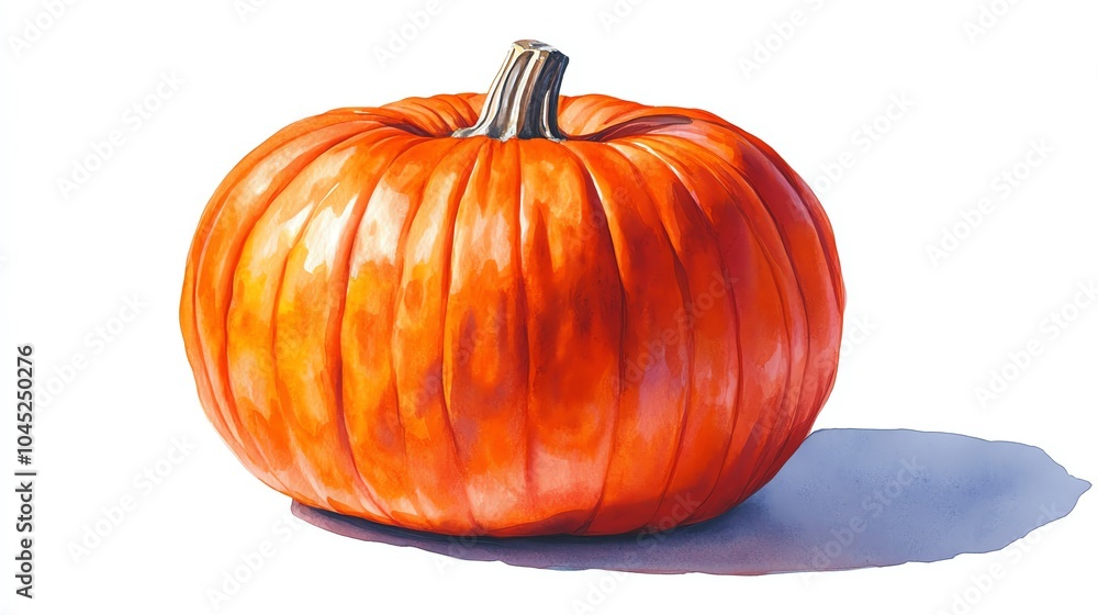 Obraz premium A single, ripe orange pumpkin isolated on white.