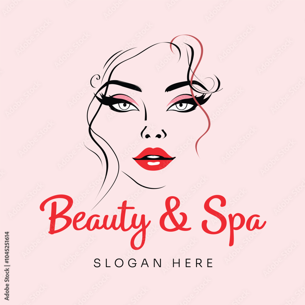 Elegant Beauty and Spa Logo Design Vector with Female Face Outline Elegant Beauty and Spa Logo Design Vector with Female Face Outline