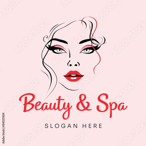 Elegant Beauty and Spa Logo Design Vector with Female Face Outline