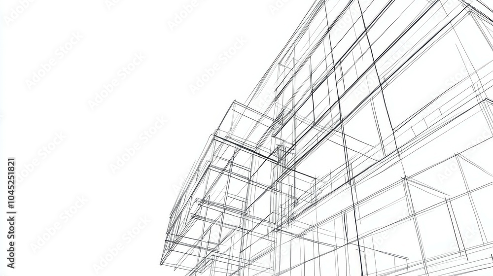 A close-up architectural drawing sketch of modern building lines, with ample copy space for text or branding A close-up architectural drawing sketch of modern building lines, with ample copy space for text or branding