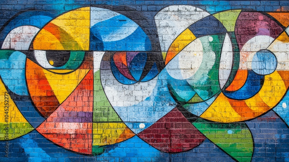 Fototapeta premium vibrant mural on brick wall