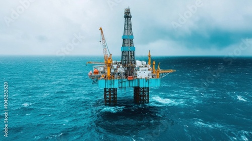 Stormy Weather Over an Offshore Oil Rig