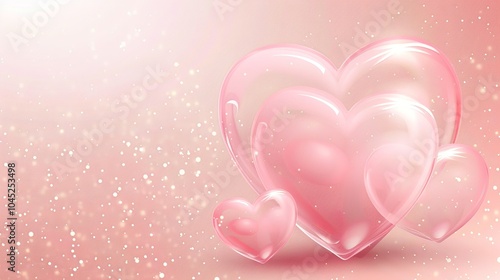 Light pink valentine heart banner graphic for web design and valentine's day....