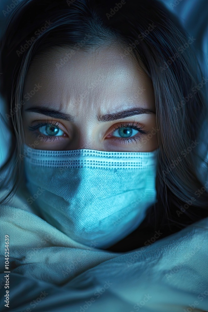 Close-up of woman wearing protective face mask Close-up of woman wearing protective face mask