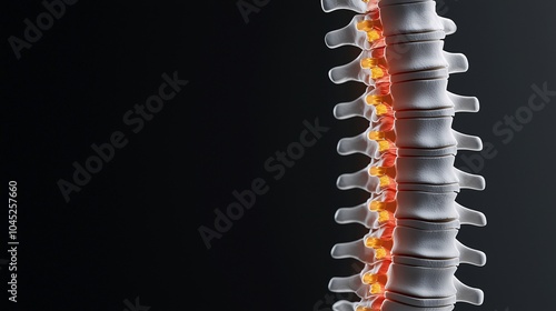 Anatomical View of Ankylosing Spondylitis Highlighting Spinal Inflammation and Chronic Pain - Understanding HLA-B27 Impact on Health photo