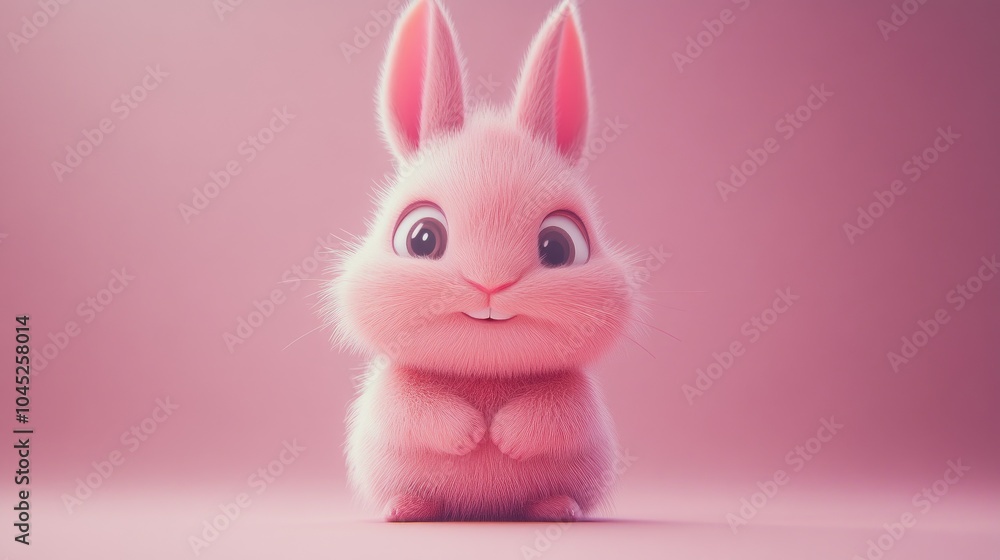 Obraz premium Pink cartoon rabbit
