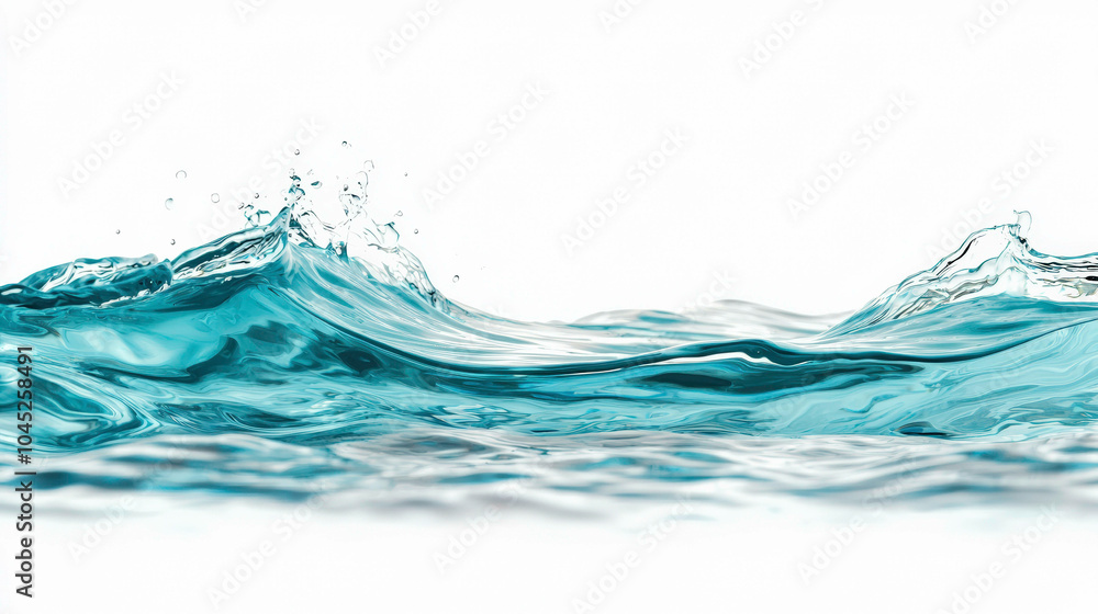 A serene image of turquoise water waves, capturing the fluidity and beauty of nature in a minimalist style against a white background. A serene image of turquoise water waves, capturing the fluidity and beauty of nature in a minimalist style against a white background.