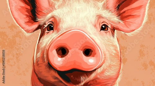 Cartoon illustration of a pig s face photo