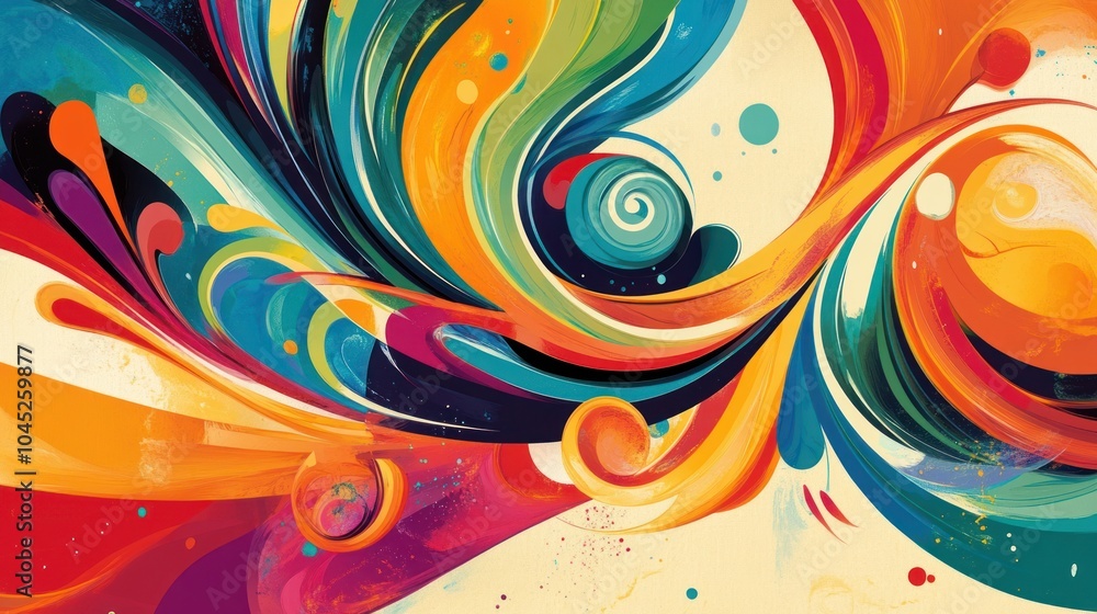 Artistic colorful swirls with bold, vibrant tones and dynamic patterns for an energetic, abstract design. Artistic colorful swirls with bold, vibrant tones and dynamic patterns for an energetic, abstract design.