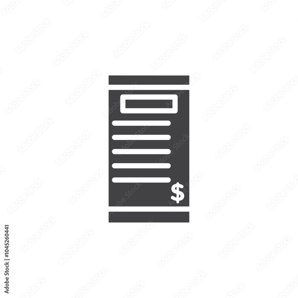 Receipt icon Symbol mark in filled style Receipt icon Symbol mark in filled style
