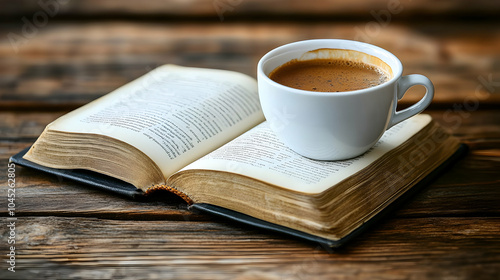 A Cozy Scene of a Book Resting Next to a Cup of Coffee Symbolizing Peace and Relaxation