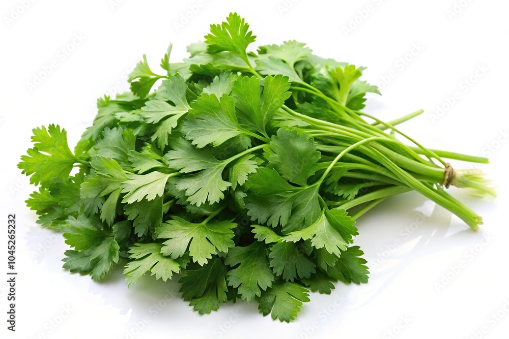 Fresh coriander leaves isolated on white background