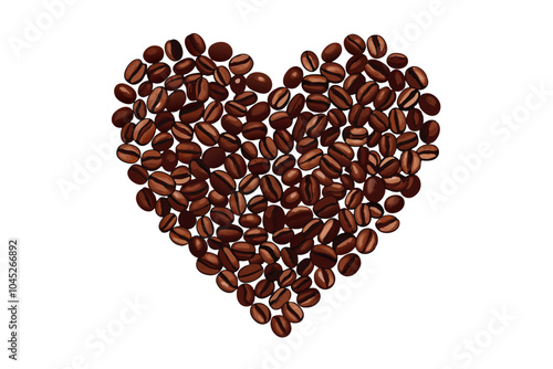 Vector heart of coffee beans on white background