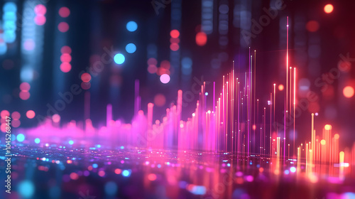 3D Business Graph Rising Abstract Background Bokeh Lights Digital Art Piece Representing Business Growth Success Visually Appealing Design Icon Isolated White Background