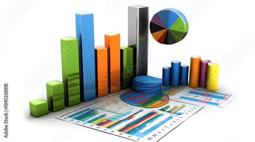 Colorful 3D Bar and Pie Charts